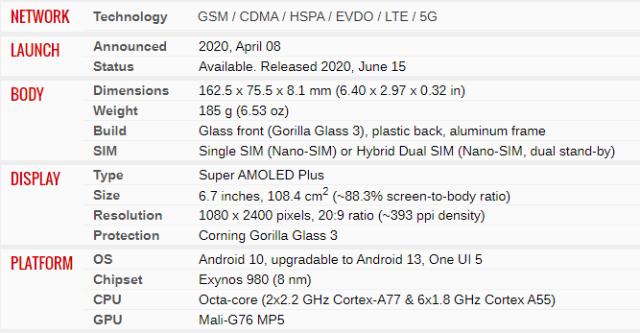 ሰዋስው | ሳምሰንግ ጋላክሲ A71 5G (Samsung Galaxy A71 5G)